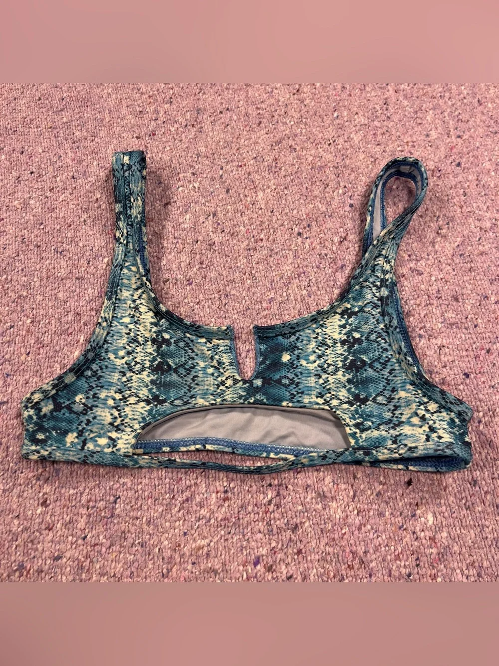 Frankie's Bikinis Swim Top Blue Snake Print Size Small